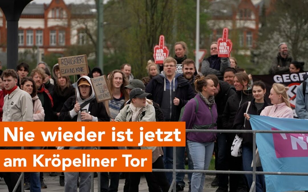 320 Menschen am Kröpeliner Tor in Rostock demonstrieren gegen AfD-Stand