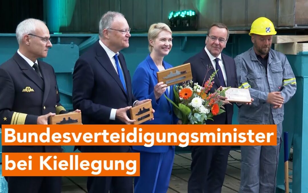 Bundesverteidigungsminister bei Kiellegung des bisher größten Kampfschiffs der Marine in Wolgast